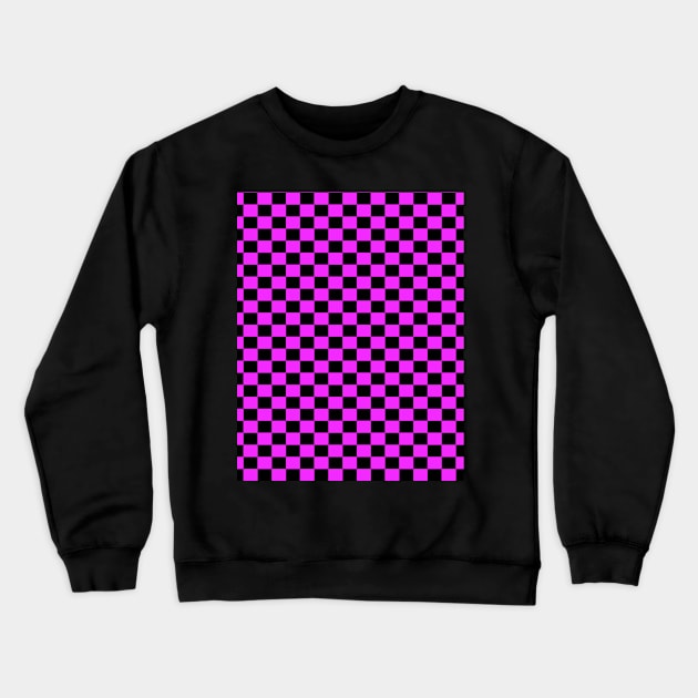 Checkered Black And Purple Crewneck Sweatshirt by DragonTees